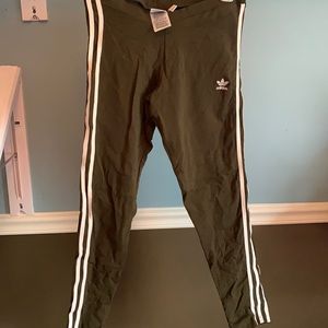 Adidas cotton olive green leggings size Medium